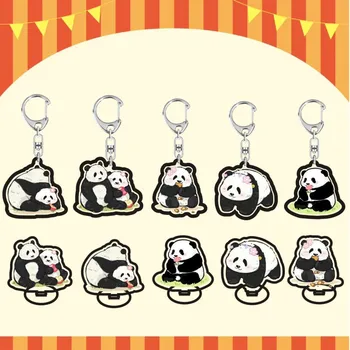 Сладък Huahua Panda акрилен ключодържател 2023 Kawaii животински слушалки чанта ключодържател висулка Китай стил ключови аксесоари ins подаръци 2023