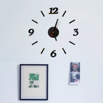 Стенен часовник часовник часовници 3D DIY акрилни огледални стикери Всекидневна кварцова игла Европа Horloge Коледен подарък Нова година декор